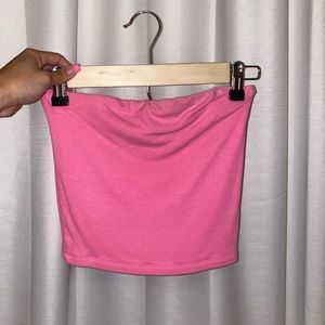 Strapless pink crop top